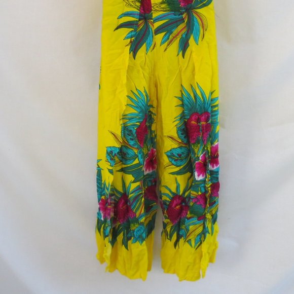 New Touch of Hawaii Yellow Tropical Beach Lounge Halter Top Wrap Pants Set OSM - Picture 7 of 10